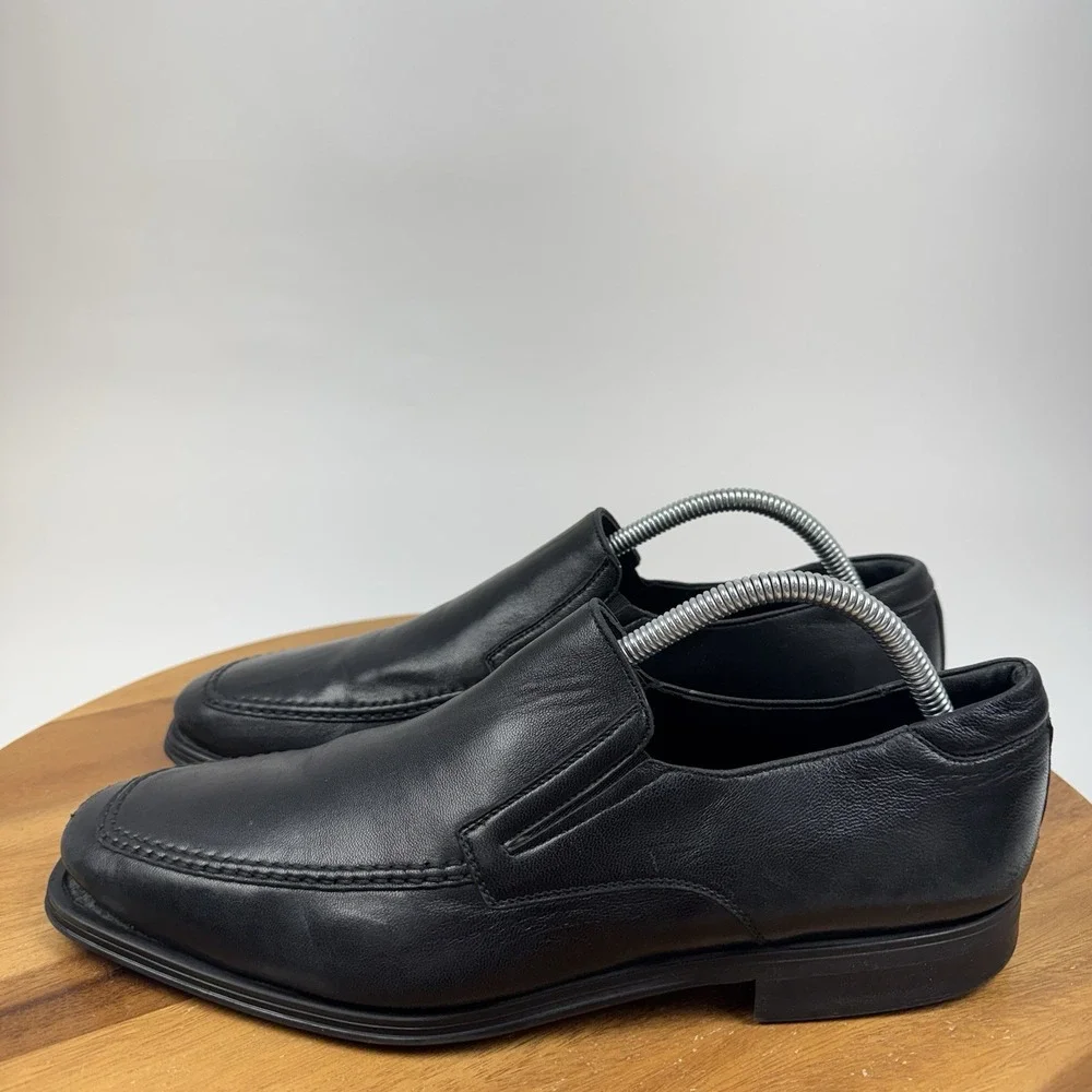 Mens Magnanni Madrid Black Leather Slip On Casual Venetian Loafers Size 9 D GUC